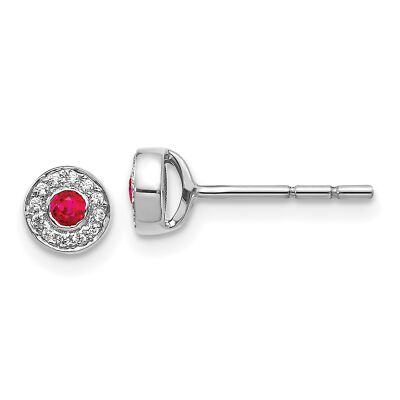 14 Karat Weißgold Diamant und Rubin Halo Ohrstecker