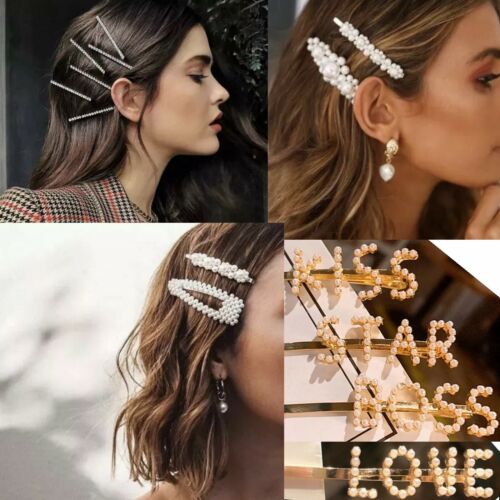 Hair Accessory Pearl Slogan Hair Clip Bridal Diamante Jewelry Party Pin Chunky