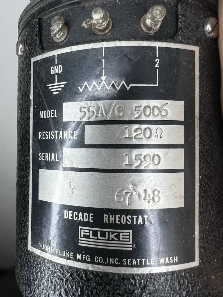Reóstato de precisión de aire acondicionado Fluke modelo 55 120 ohmios Foto 3 de 3