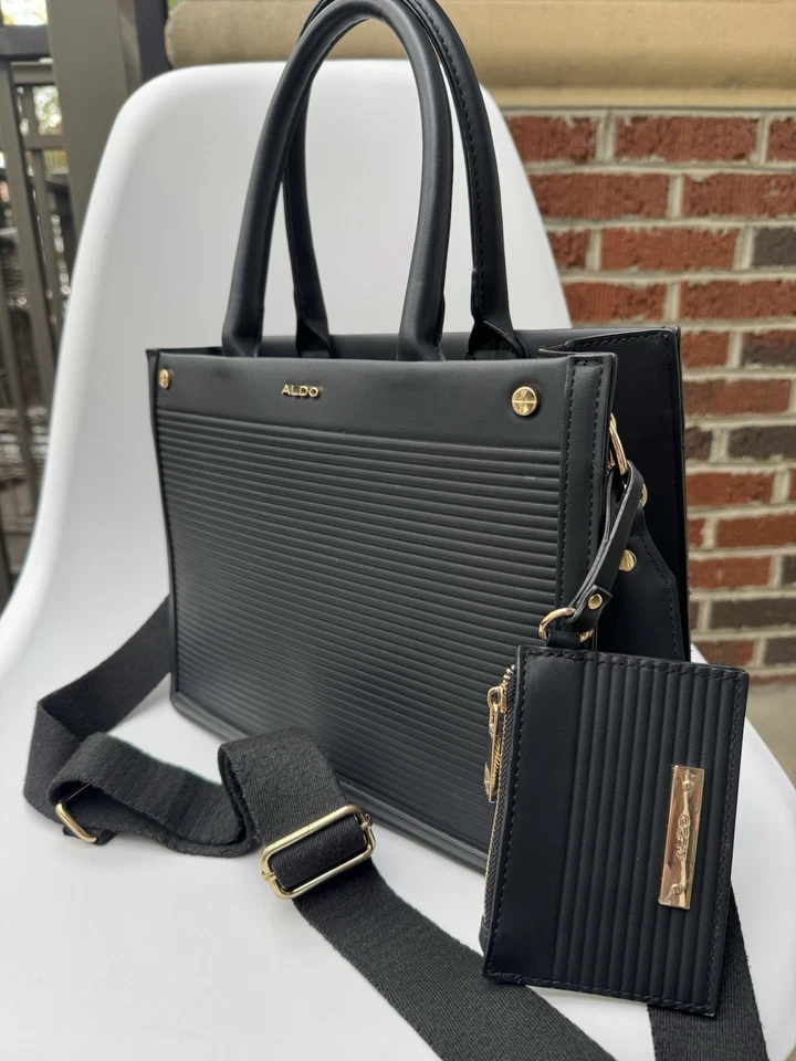 Bolso tote Aldo negro con correa y compartimentos Foto 2 de 4