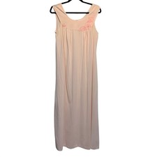 VTG Lorraine Nightgown Small Floral Lace Embroidery Sleeveless Maxi 70s Retro