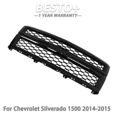 For Chevrolet Silverado 1500 2014-15 Upper Plastic Front Grille Gloss New Black
