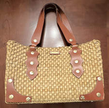 Michael Kors Tan/Brown Woven Tote Bag Studded...