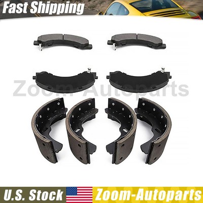 Front Rear Brake Pads Kit + Drum Brake Shoes for 98 Isuzu NPR 01 W3500 Forward