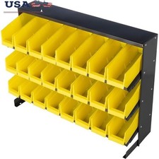24 Bin Steel Organizer Rack W/ 3 Tier Storage Shelves Tools Crafts Office New