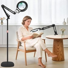 KIRKAS 30X 12X Magnifying Glass with Light and Stand, 11.2in Stable Base Magn...