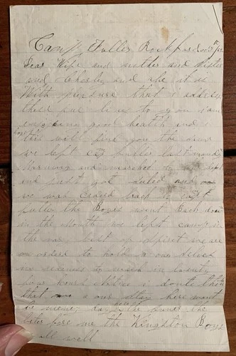 95th Illinois Infantry Civil War Letter Camp Fuller Rockford October 1862