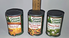 Vintage Lot Of  3 Green Giant Can Goods ~ Peas, Corn & Green Beans With Carrots