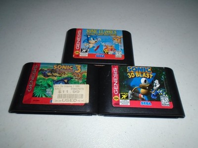 Sonic Classics (1, 2, Dr), The Hedgehog 3, 3D Blast    Authentic Sega Genesis