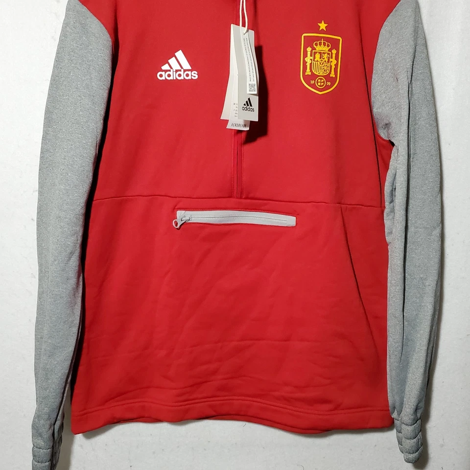 Sudadera Selección de Fútbol de España 1/4 Cremallera Manga Larga Pullover Rojo Hombre Nueva con Etiquetas Foto 3 de 4