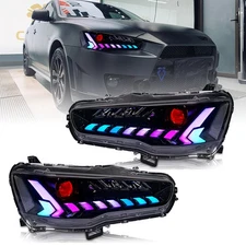 TT-ABC RGB LED Projector Headlights For Mitsubishi Lancer EVO X 2008-2017 LH&RH