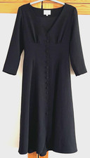 Sézane Minty Women's Black Midi Button-up Front Dress Size38/ UK 10