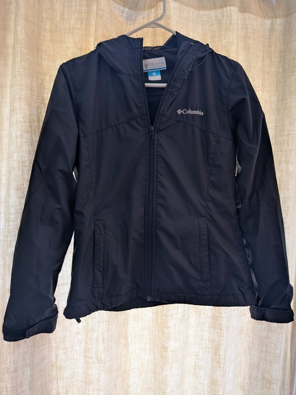 Columbia Hooded Full Zip Windbreaker Jacket Black Women’s Size XS