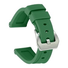 Silicone Watch Bands 20mm Soft Watch Band with Silver Buckle, Drak Green