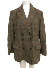 ST. MICHAEL MARKS & SPENCER Vintage Ladies UK16 Brown Check Wool Blazer Preloved