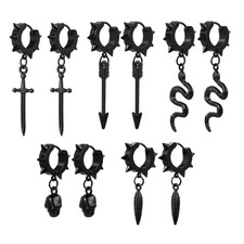 Men's Women's Gothic Spiked Pierced Stainless Steel Earrings Dangle Huggie Hoop