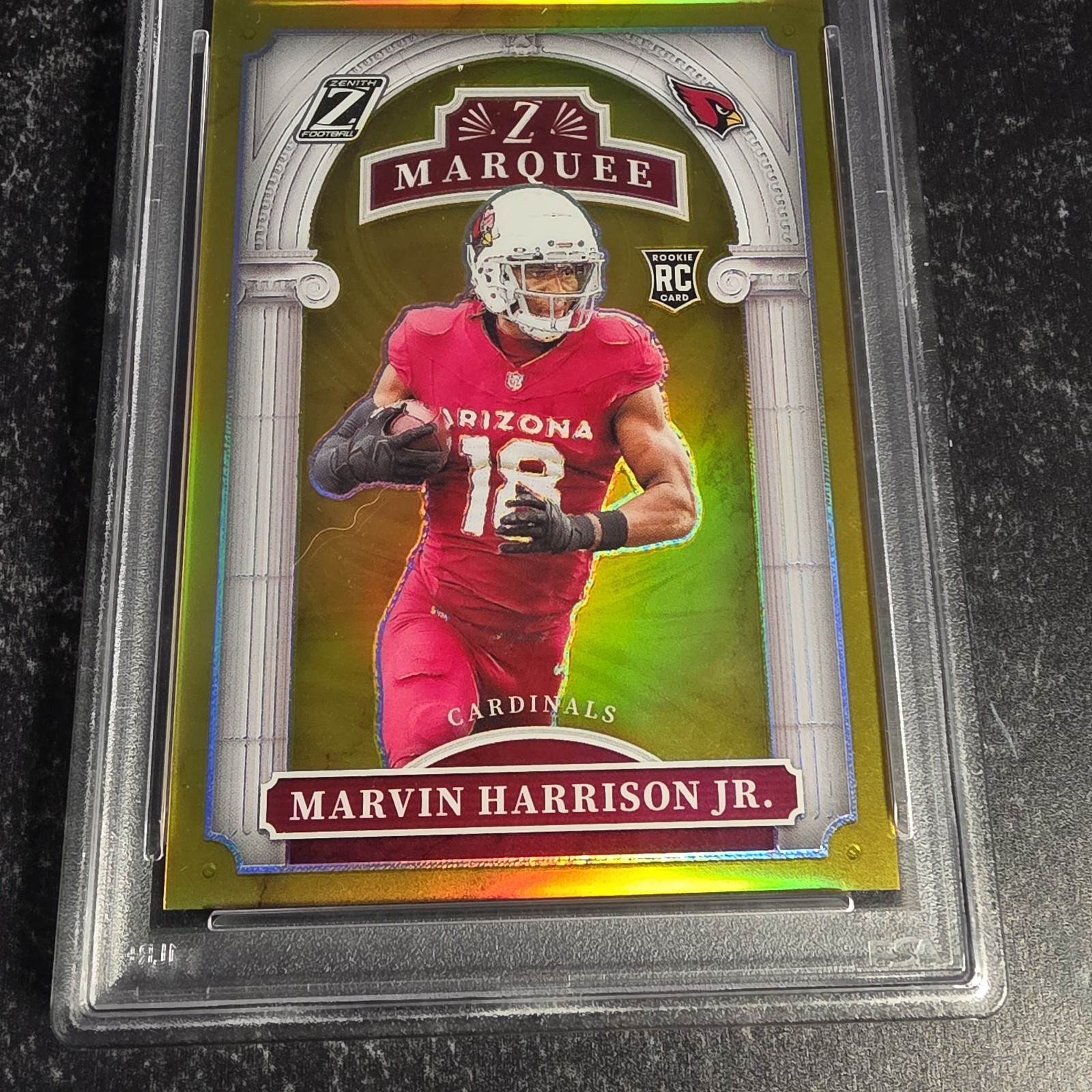 2024 Panini Zenith Z Marquee Marvin Harrison Jr. #5 Gold /10 (RC) Cardinals PSA9 view 3