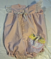 Vintage Girls Infant Romper Pale Pink Ruffles Bubble Style Lace Chicks 12M 70s
