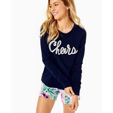 Lilly Pulitzer Rami Sweatshirt Navy Blue Bead...