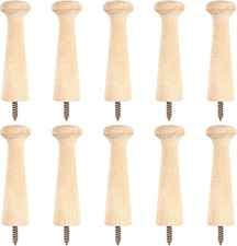10PCS Wooden Shaker Peg Hooks Coat Pegs, 2.9 Inch Wall Mounted Screw-On Hooks W