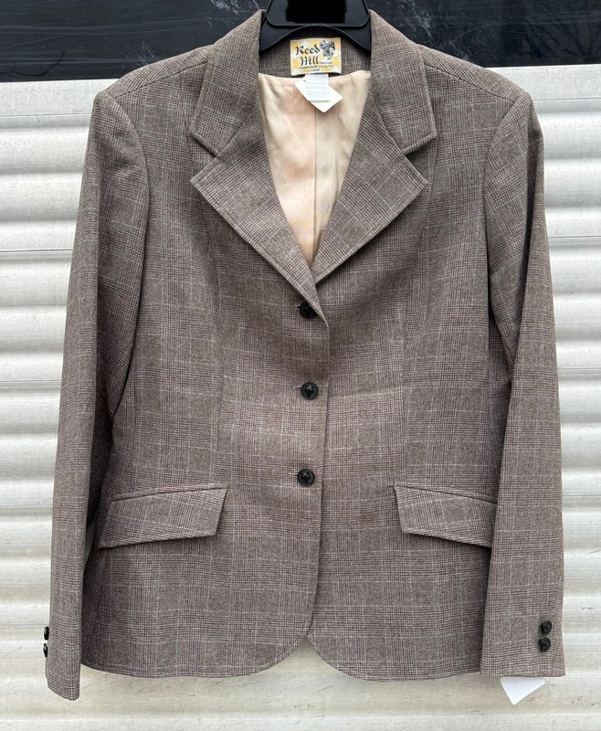 Reed Hill Hunter Show Coat Three Button Double Vent Brown Plaid US22 Fox Hunt 
