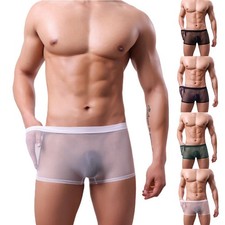 Men Underwear Thin Mesh See Through Breathable Transparent Boxer shorts Trunks
