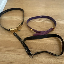 Lot of three leather vintage 80s belts