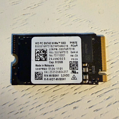 Western Digital WD PC SN740 512GB M.2 2230 NVMe PCIe Gen4 x4 Internal SSD