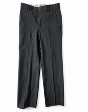 Chaps Boys Gray Solid Dress Pants Regular Fit Formal Zip Polyester Rayon