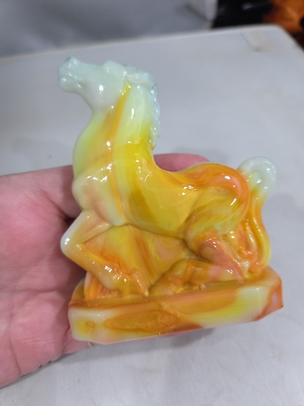 Boyd Glass Joey Horse Yellow Swirl  RARE
