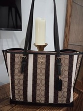 COACH Mollie Tote In Signature Jacquard w/ Stripe C8415 NWT Gold-tone Hardware