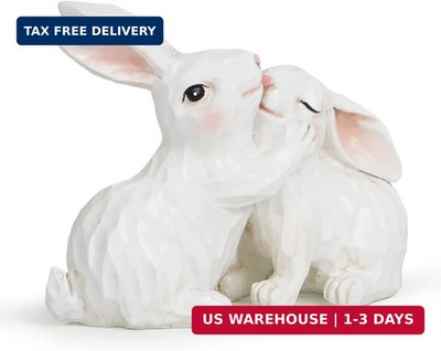 Hodao Mother and Baby Bunny Figurine, Resin Rabbit Family Decor, Sweet Home Shel
