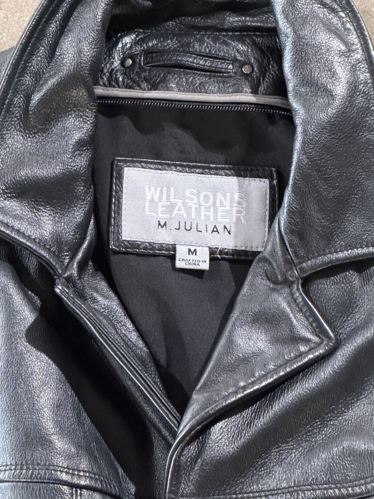 Wilsons Leather M. Julian Mens Black Leather Mid-Length Coat Lined Pockets - M - second product detail image