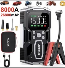 8000A Starthilfe Powerbank 26800mAh + Kompressor 150PSI & LED Display