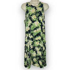 Tropical Attitudes Hawaii Sleeveless Rayon Palm Tree Dress Women’s Size Medium