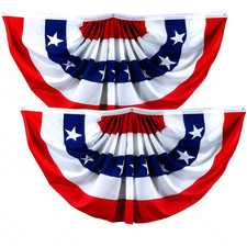 3 Ft. X 6 Ft. Printed Polyester USA Fan Flag with Canvas Header Brass Grommets