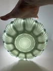 RARE Vintage Fire King Delphite Blue Milk Glass Deviled Egg Plate Gold Trim