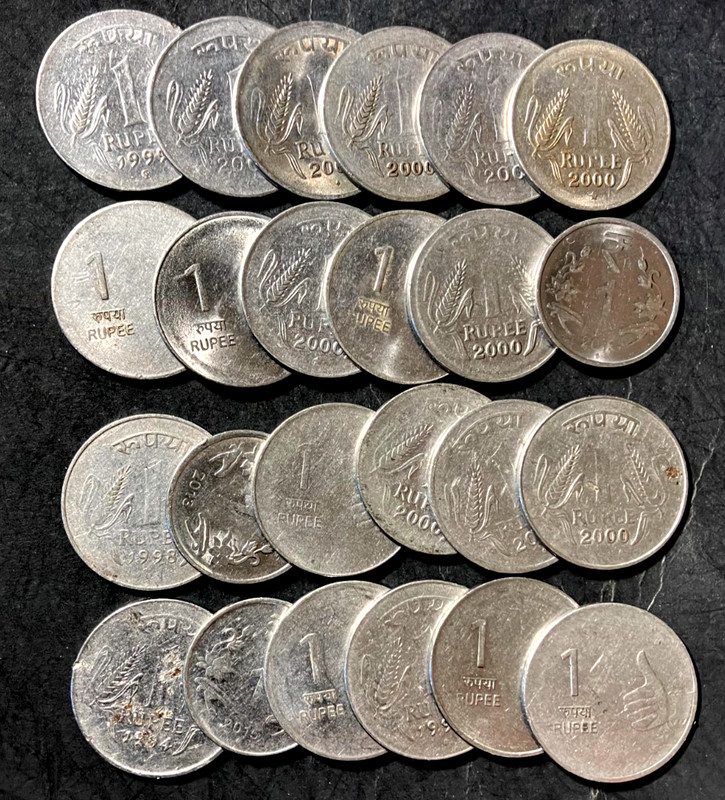 OLD INDIA Coin Lot - RUPEES - 24 COINS - Lot #U9