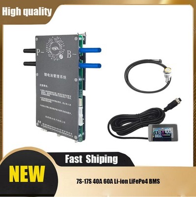 DEL 7S-17S 40A 60A Li-ion LiFePo4 BMS w/Active Balance 1A+Bluetooth RS485 SDE