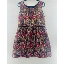 Womens A Line Dress Pink Blue Mini Floral Scoop Neck Sleeveless Zipper XL