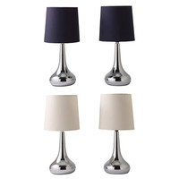 Pair of Teardrop Touch Table Lamps Bedside Lights Reading Lamp Chrome Light