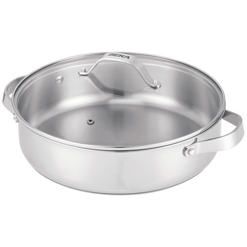 Sauteuse Beka Inox 28cm anti-adhérence naturelle sans produit chimique avec couvercle