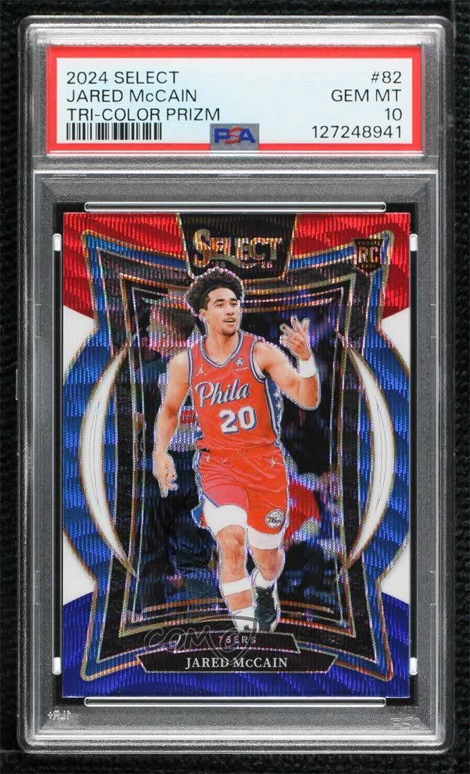 2024 Panini Select Concourse Tri-Color Prizm Jared McCain #82 PSA 10 GEM MT 1by8