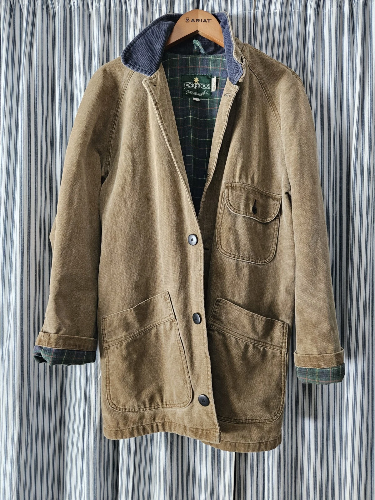 Vintage Jackeroos Flannel Lined Womans Barn Coat Brown Canvas Corduroy Medium
