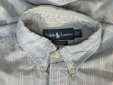 Ralph Lauren Shirt Mens 16 34/35 Cotton Striped Button Down Blue Pink White