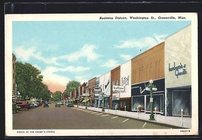 Ansichtskarte Greenville, MO, Business District, Washington Street 
