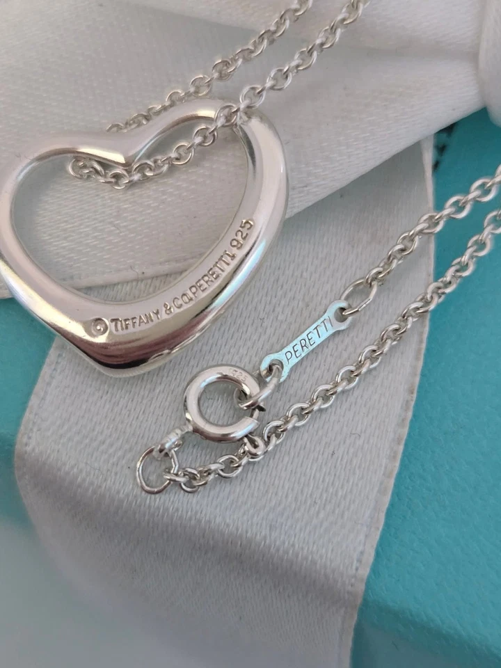 Collar Tiffany & Co. Peretti Corazón Abierto 22mm 16" ✨️VENDEDOR DE EE. UU. ✨️ NUEVO Foto 4 de 4