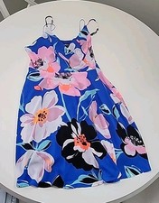 Express Blue Floral A-Line Dress - Size Medium