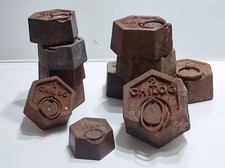 Pesi antichi peso esagonali da 2 1 0,5 Kg per bascula bilancia stadera di ghisa