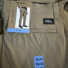 Eddie Bauer Tech Men's Chino Pants Khaki 32 X 32 Water Repellent UPF50 Stretch